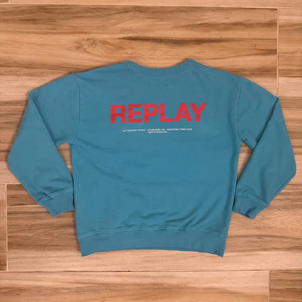 Replay Kids Turquoise Blue Logo Sweatshirt SB2064 Size 10A